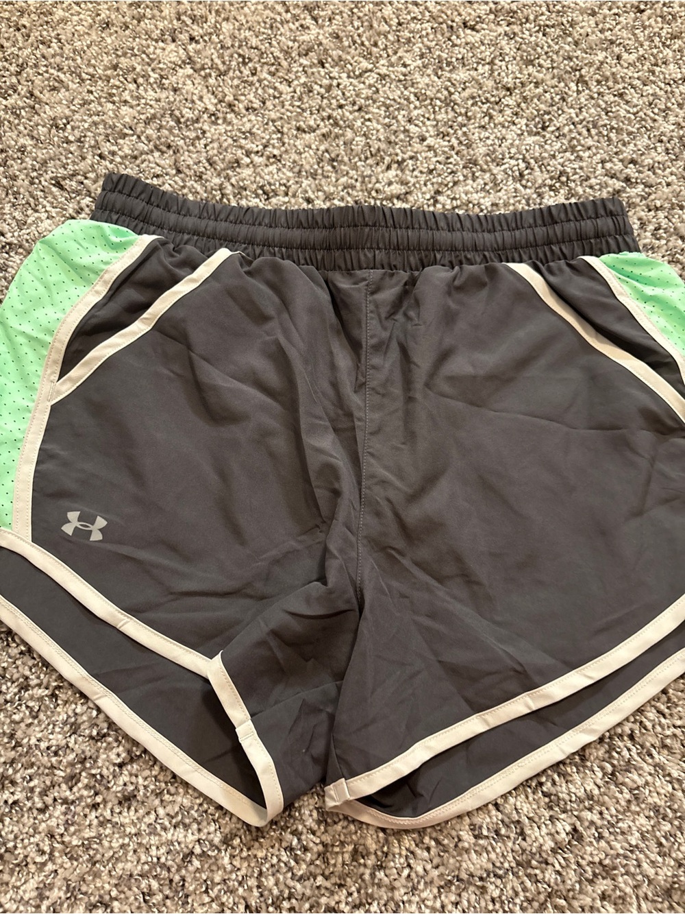 Under Armour Women’s Black Athletic Shorts with Mint Green Panels